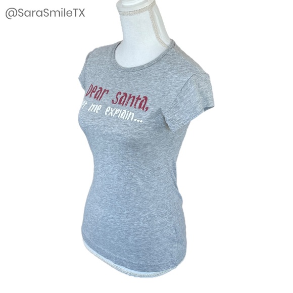 NEXT ERA - Dear Santa, Let Me Explain - Gray Graphic Christmas Fitted T-Shirt - Picture 4 of 12